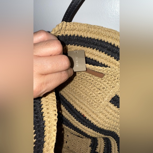 J. Crew Black and Tan Striped Tote NWT - Picture 7 of 11